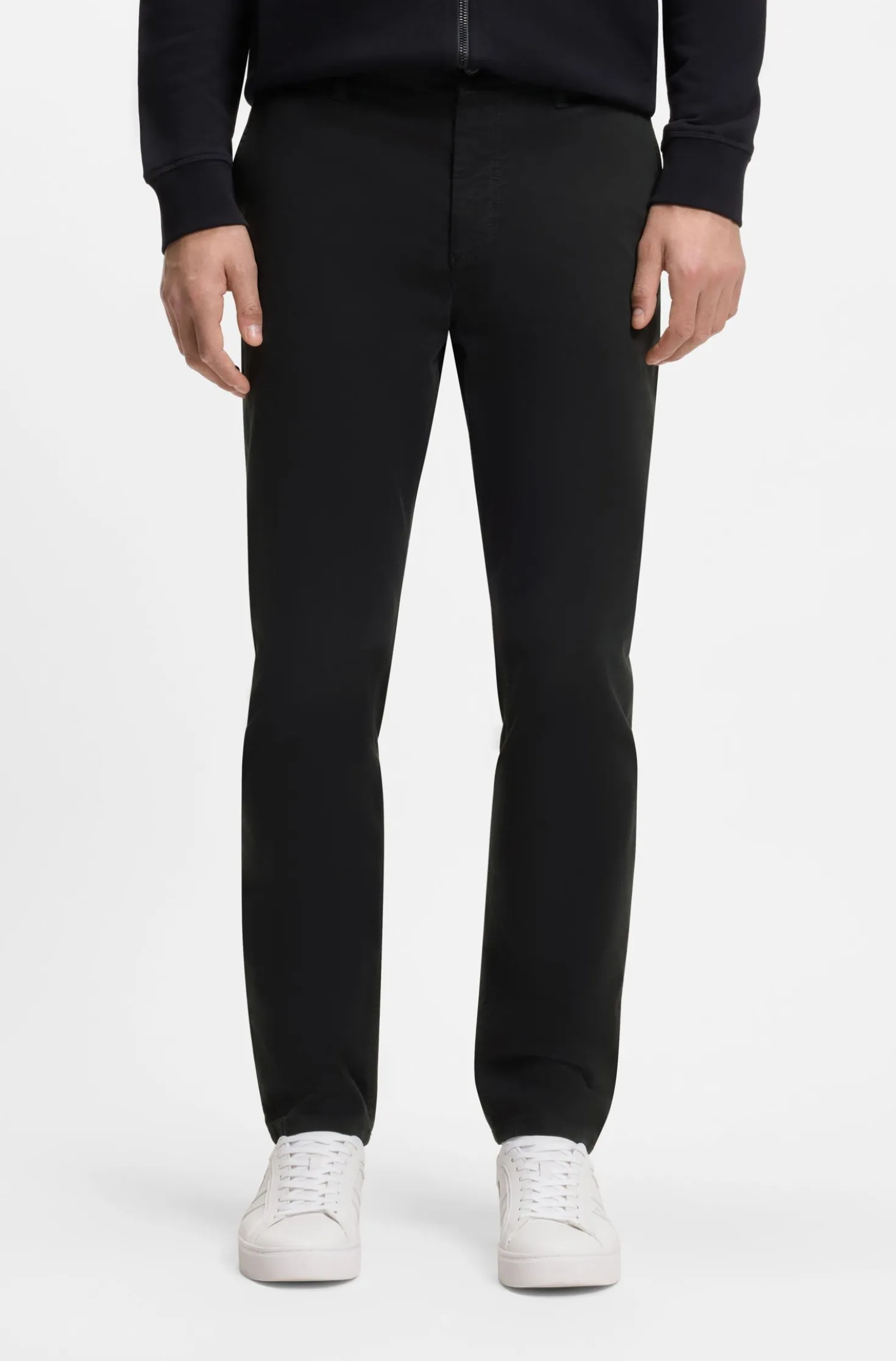 Tapered-fit trousers in stretch-cotton satin