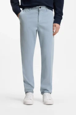Tapered-fit trousers in stretch-cotton satin