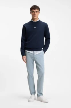 Tapered-fit trousers in stretch-cotton satin