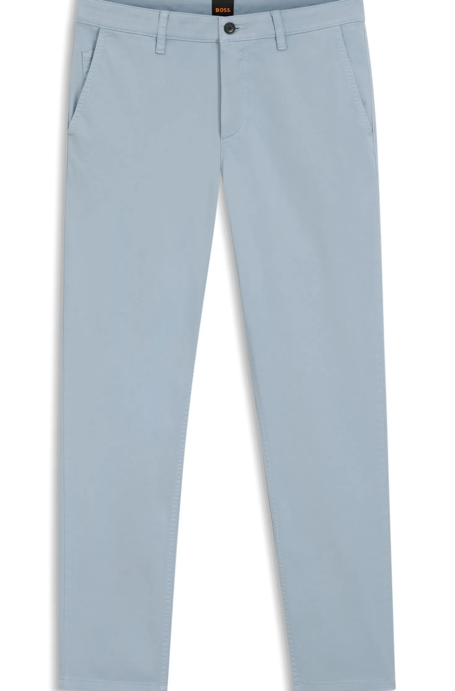 Tapered-fit trousers in stretch-cotton satin