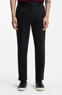Tapered-fit trousers in stretch-cotton twill
