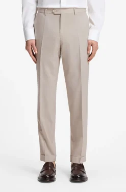 Tapered-fit trousers in virgin wool and silk