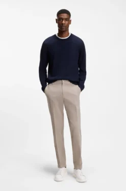 Tapered modern-fit trousers in stretch cotton