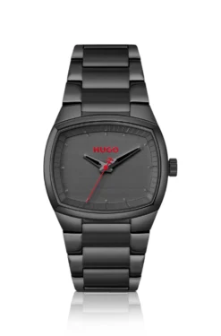 Telly black-plated watch with retro-shaped case