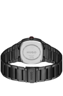 Telly black-plated watch with retro-shaped case
