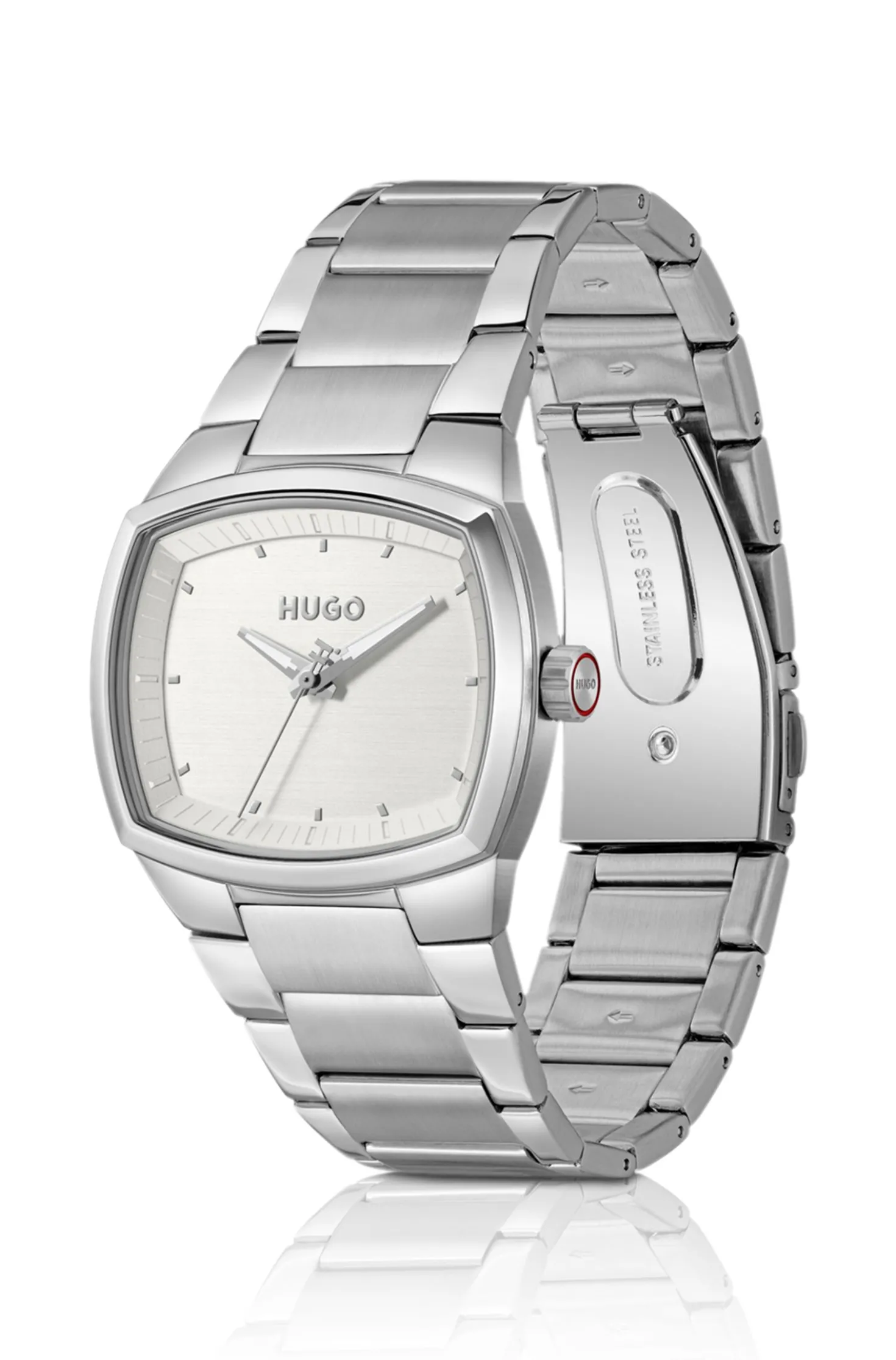 Telly stainless-steel watch with retro-inspired case
