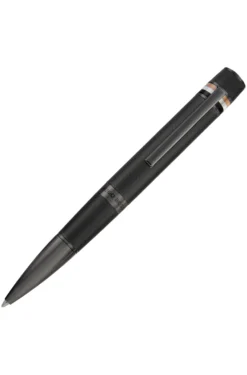 Textured-barrel ballpoint pen with signature-stripe ring