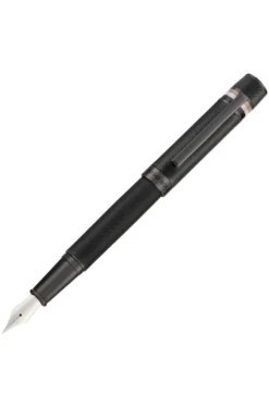 Textured-barrel fountain pen with signature-stripe ring