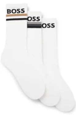 Three-pack of bamboo-blend short socks with logos