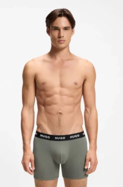 Three-pack of branded boxer briefs in stretch cotton