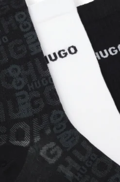 Three-pack of cotton-blend short socks with logos