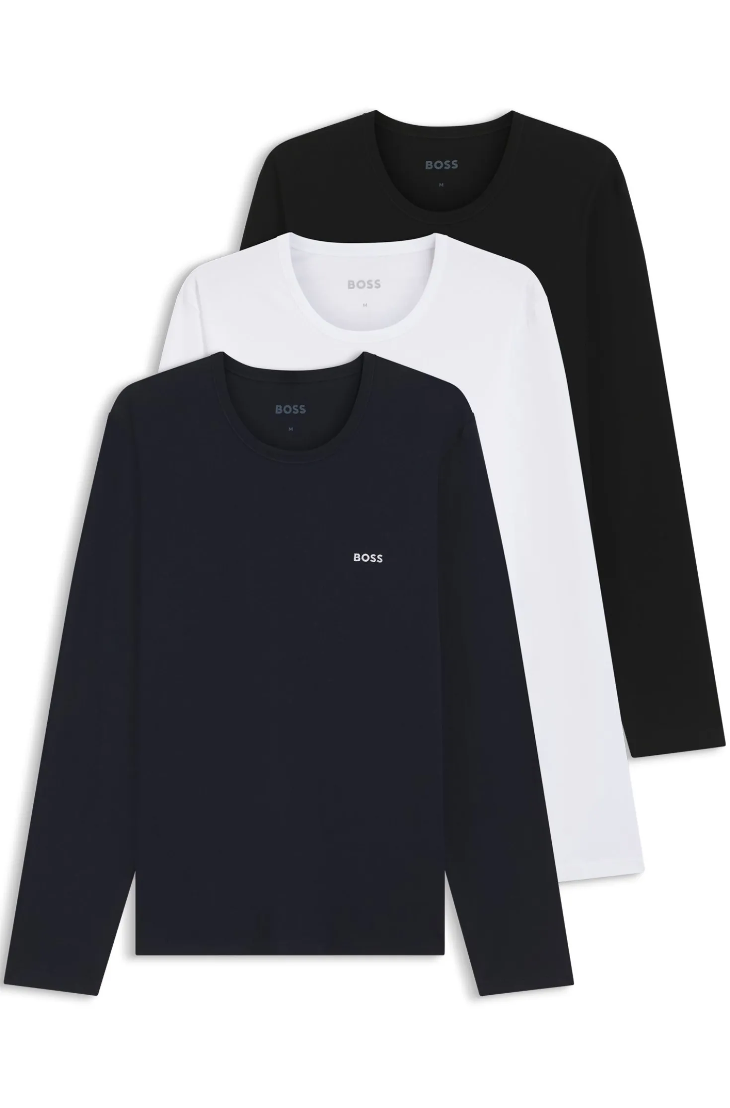 Three-pack of cotton T-shirts with logo embroidery