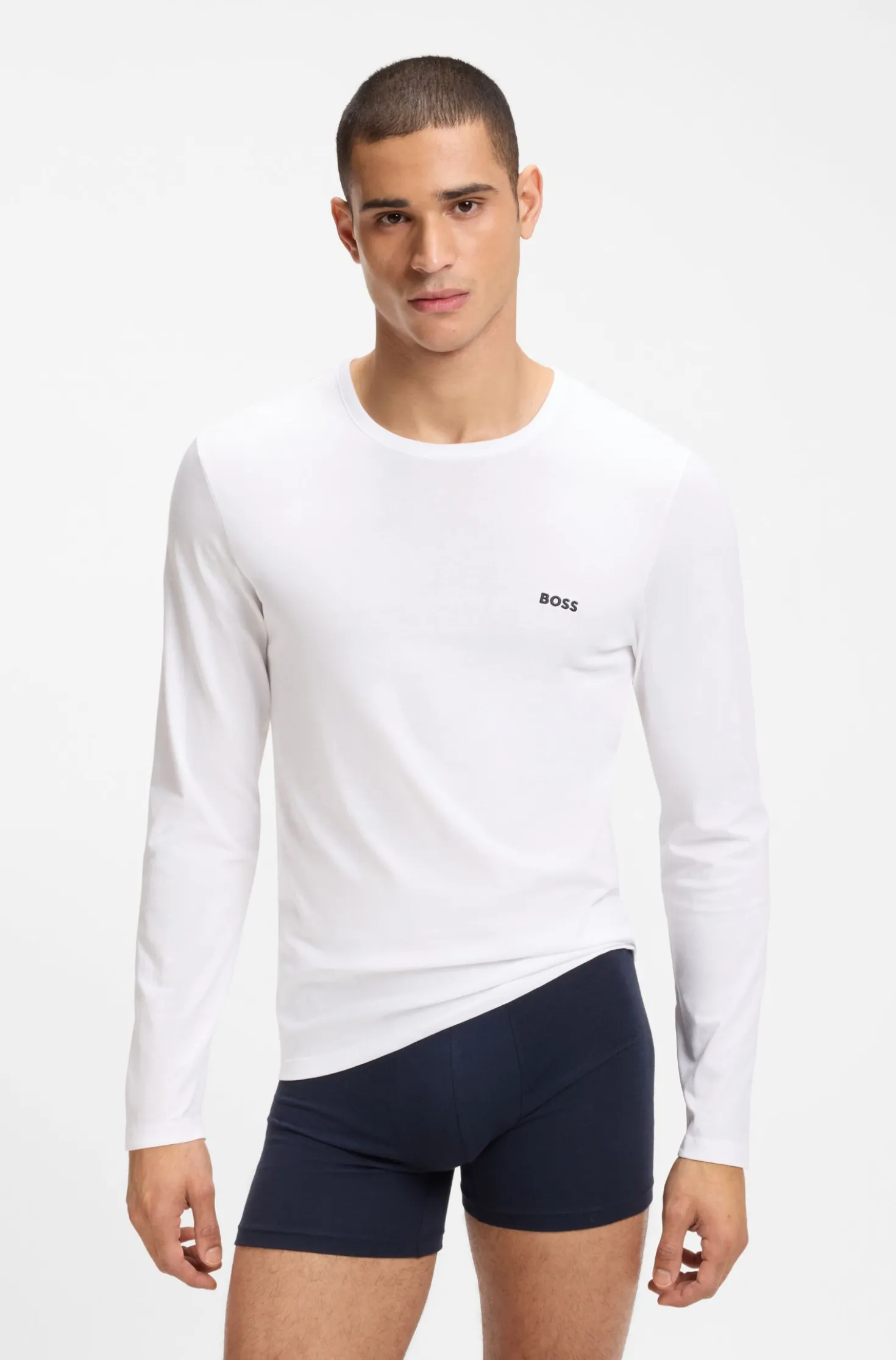 Three-pack of cotton T-shirts with logo embroidery
