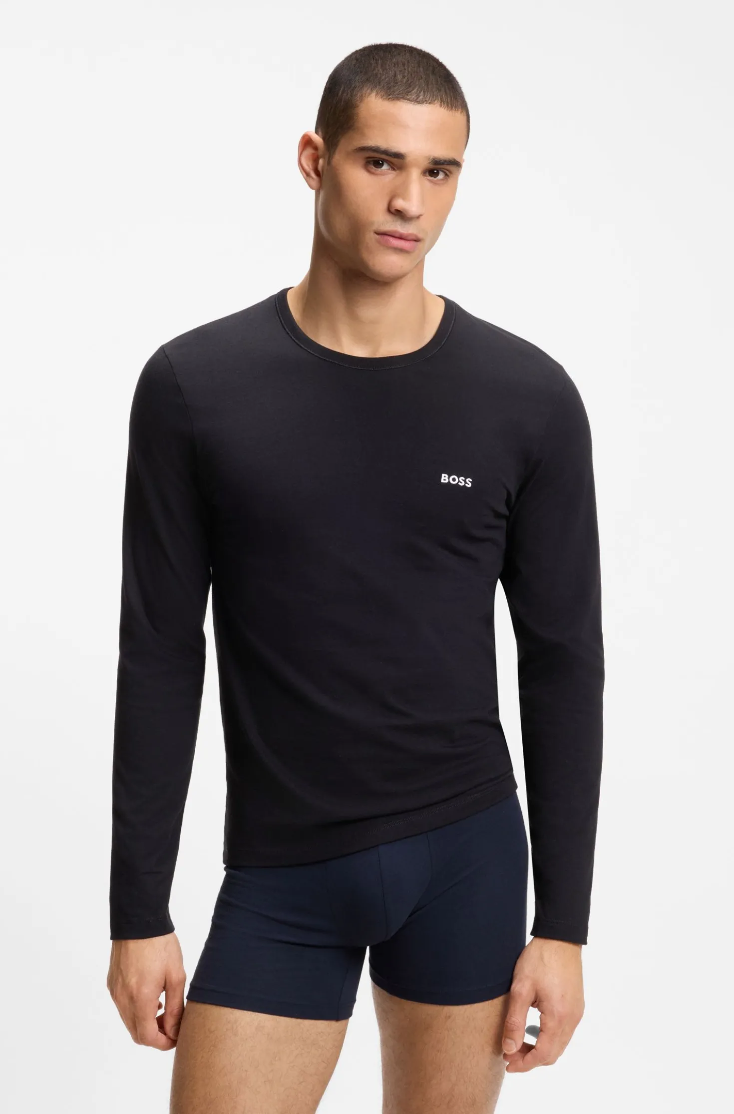 Three-pack of cotton T-shirts with logo embroidery