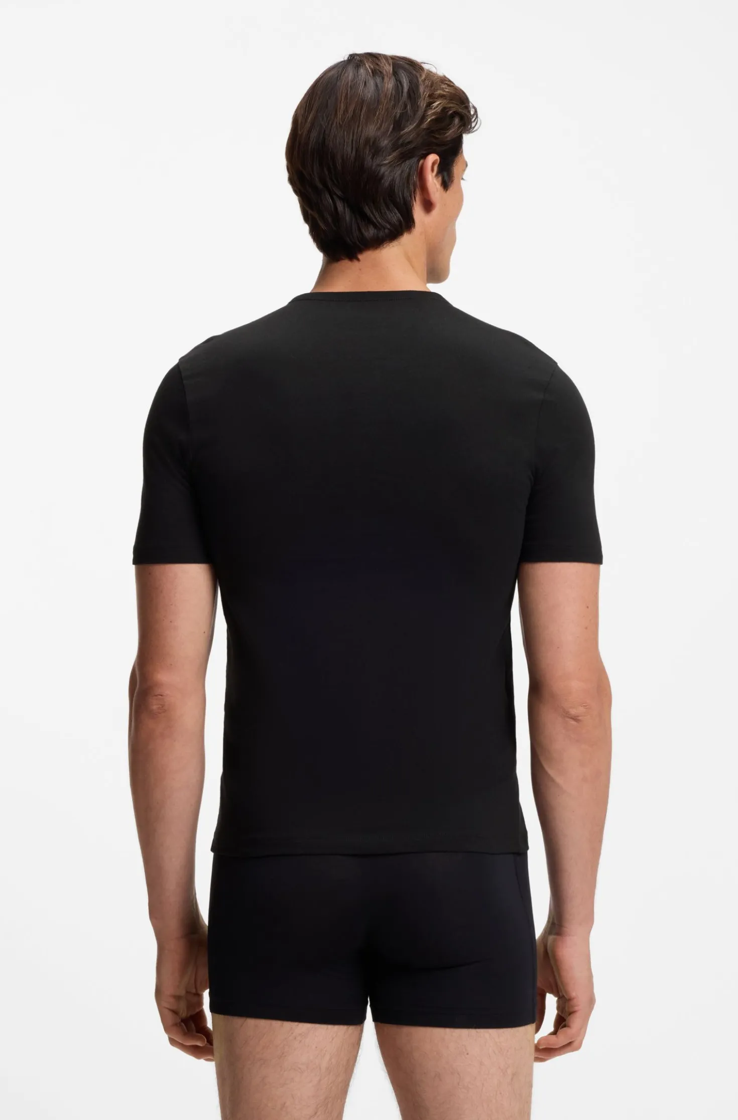 Three-pack of cotton underwear T-shirts with embroidered logo