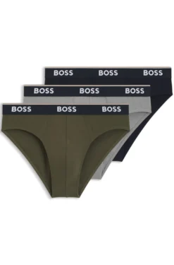 Three-pack of logo-waistband briefs in stretch cotton