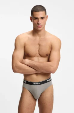 Three-pack of logo-waistband briefs in stretch cotton