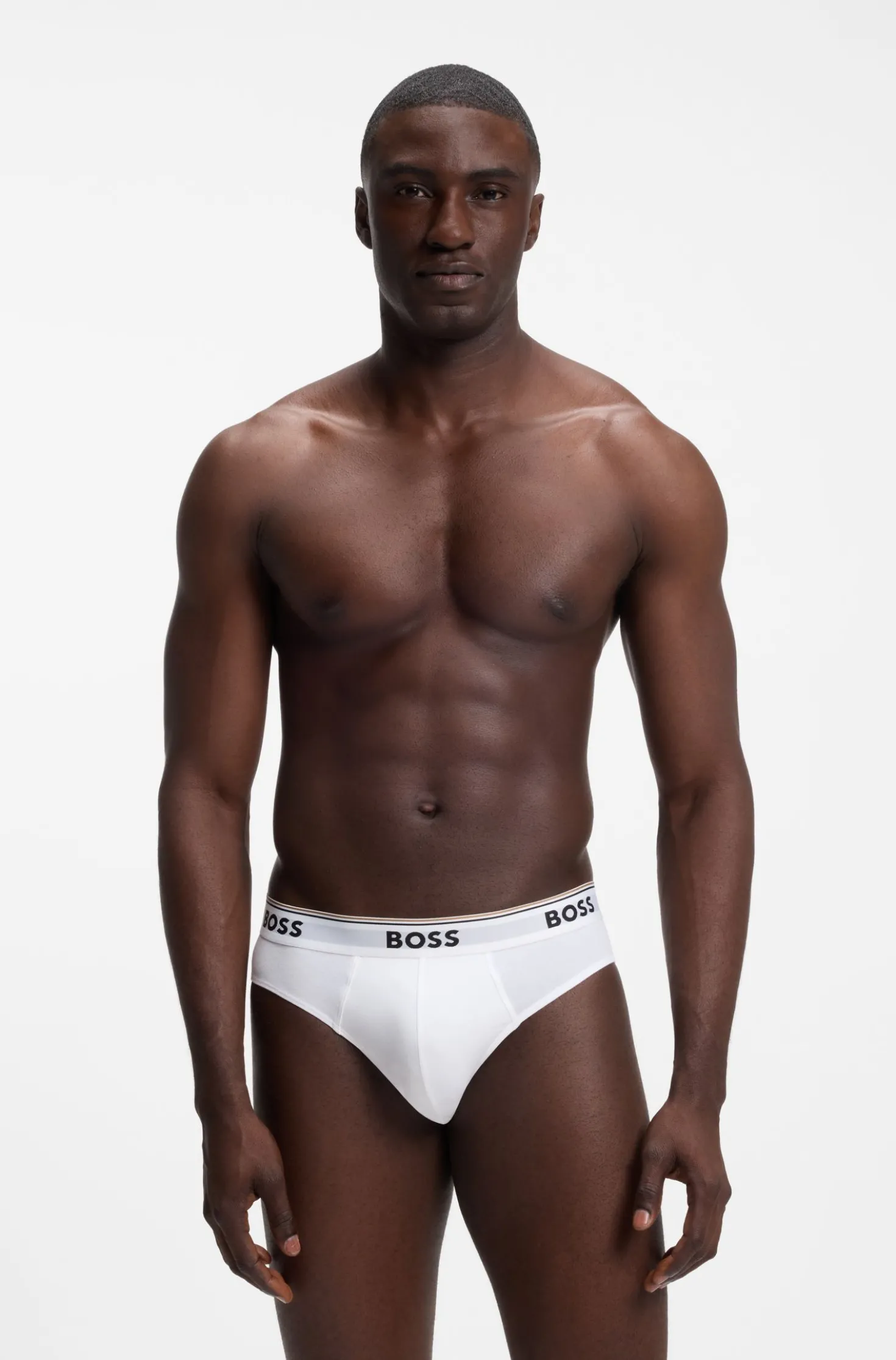 Three-pack of logo-waistband briefs in stretch cotton