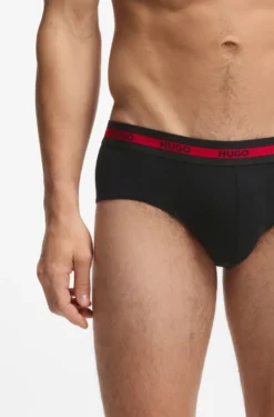 Three-pack of logo-waistband briefs in stretch cotton