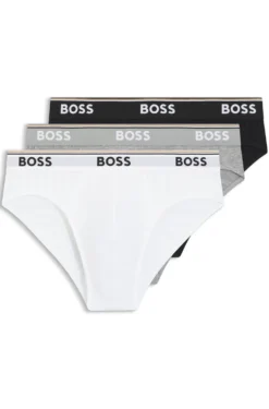 Three-pack of logo-waistband briefs in stretch cotton