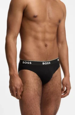 Three-pack of logo-waistband briefs in stretch cotton