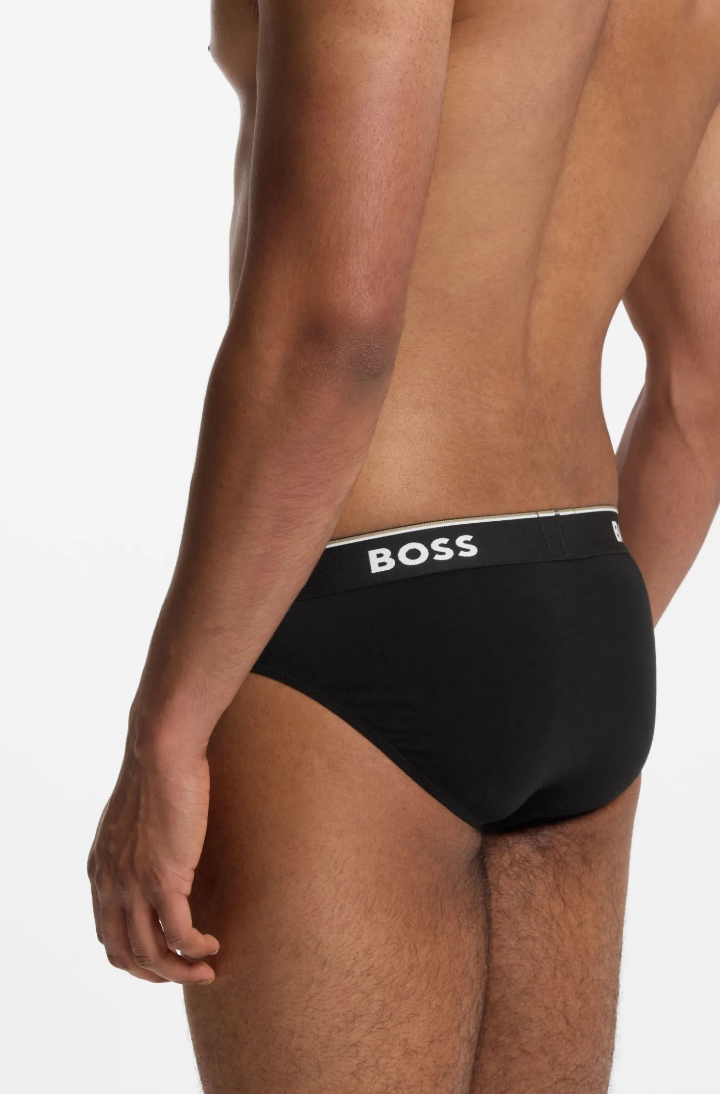 Three-pack of logo-waistband briefs in stretch cotton