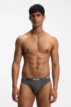 Three-pack of logo-waistband briefs in stretch cotton