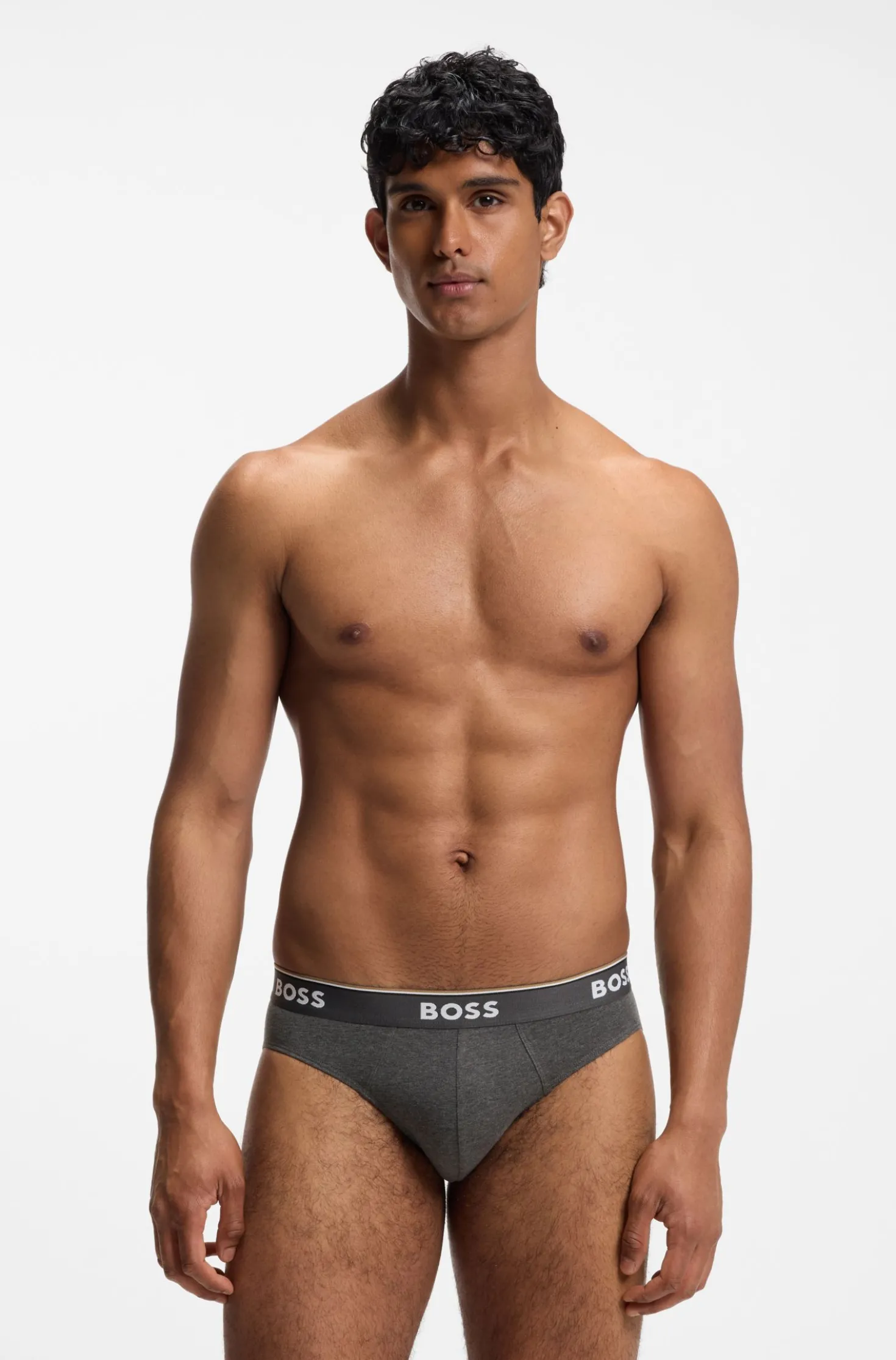 Three-pack of logo-waistband briefs in stretch cotton