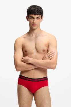 Three-pack of logo-waistband briefs in stretch cotton