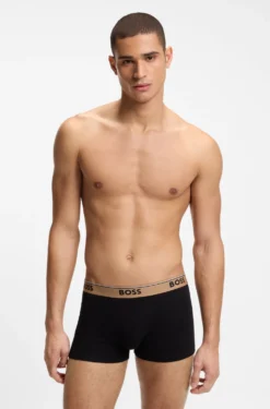 Three-pack of logo-waistband trunks in cotton