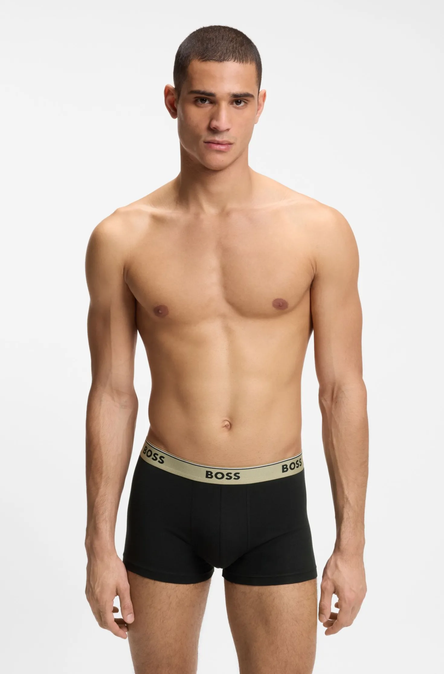 Three-pack of logo-waistband trunks in cotton