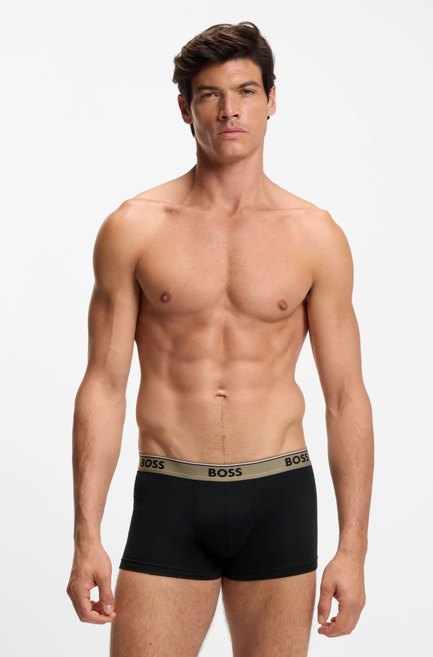 Three-pack of logo-waistband trunks in cotton