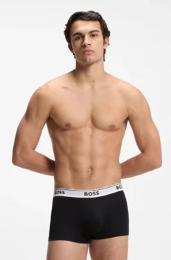 Three-pack of logo-waistband trunks in cotton