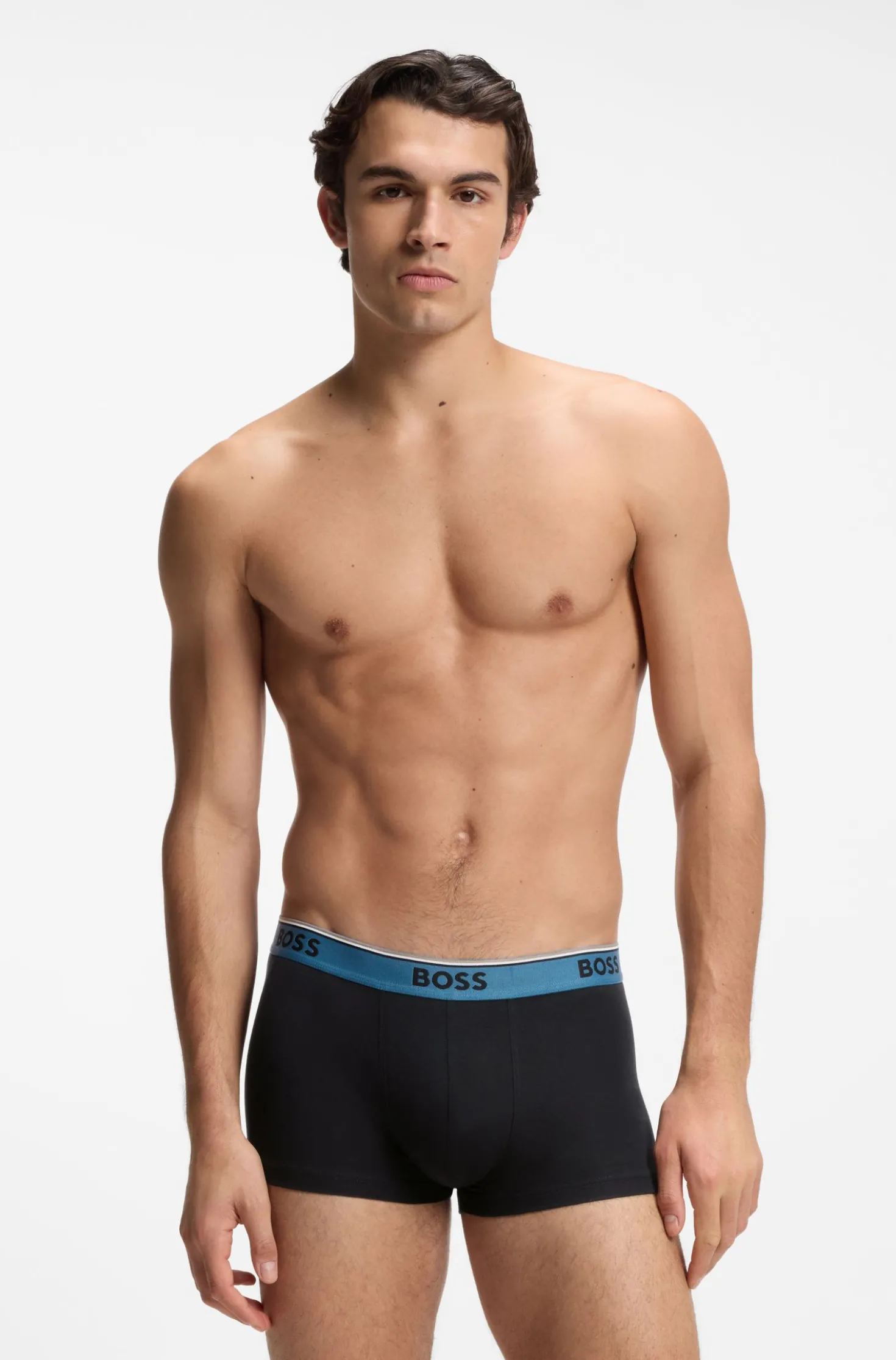Three-pack of logo-waistband trunks in cotton