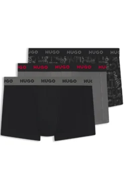 Three-pack of logo-waistband trunks in stretch cotton