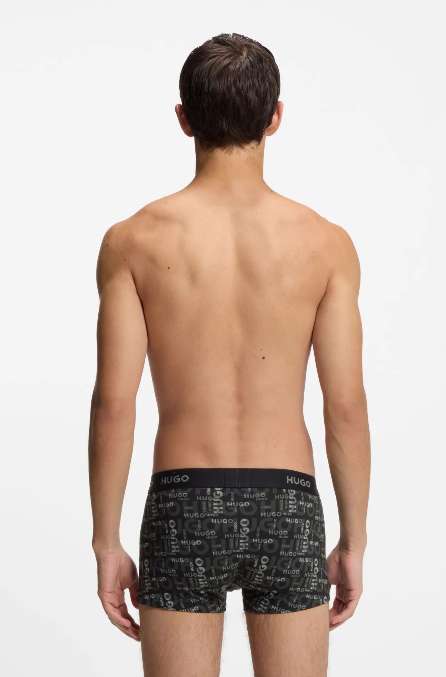 Three-pack of logo-waistband trunks in stretch cotton