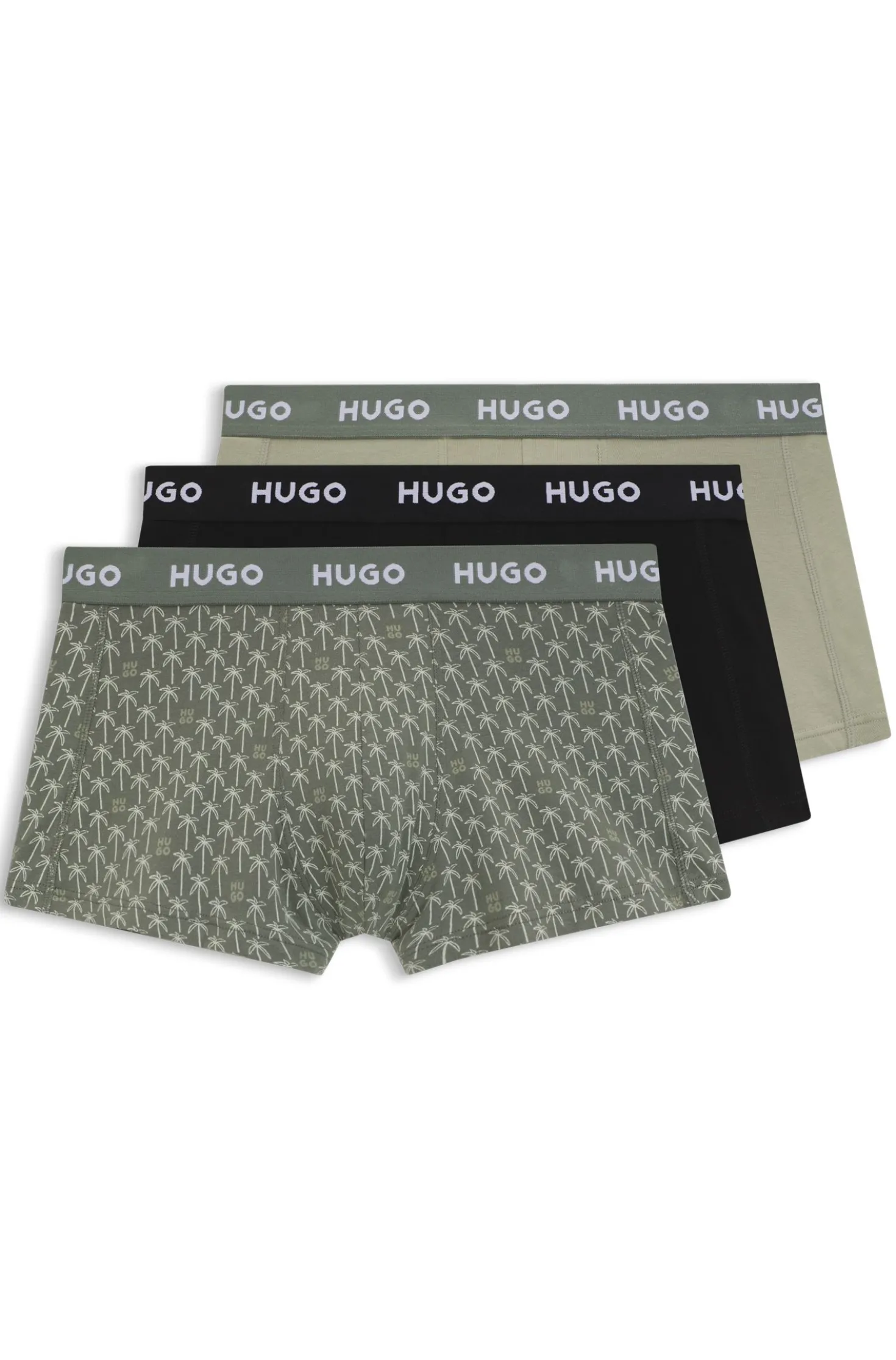Three-pack of logo-waistband trunks in stretch cotton