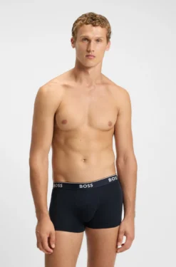 Three-pack of logo-waistband trunks in cotton