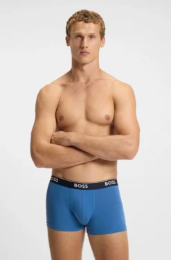 Three-pack of logo-waistband trunks in cotton