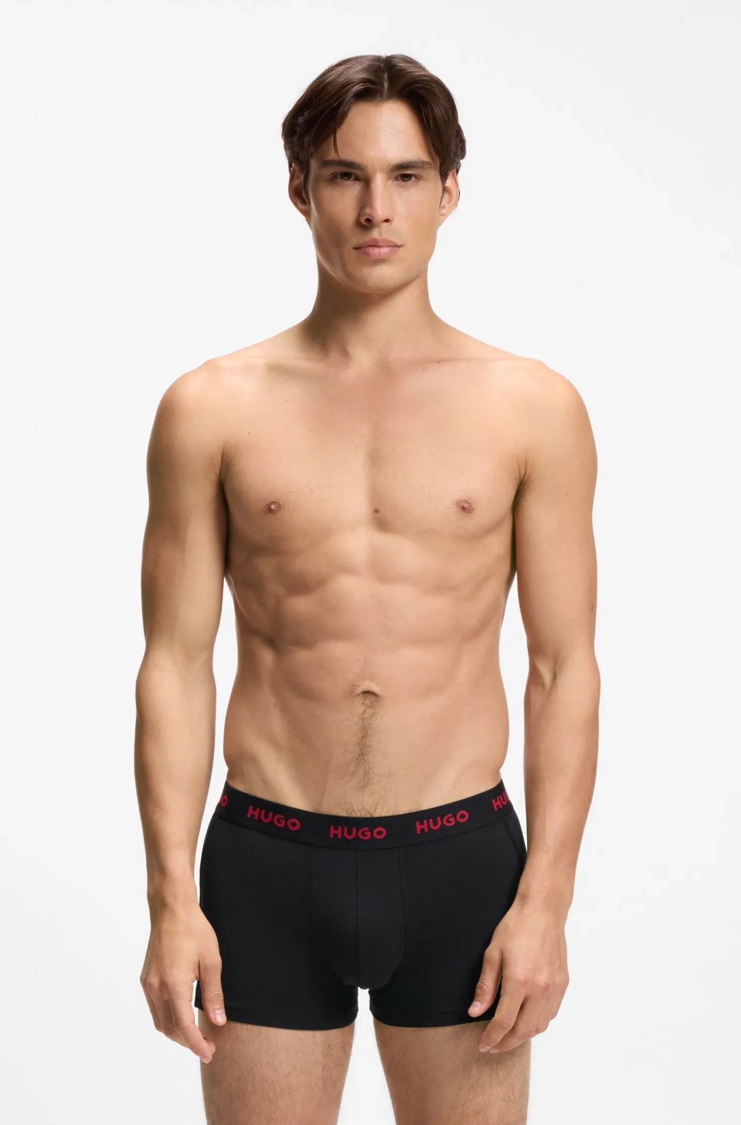 Three-pack of logo-waistband trunks in stretch cotton