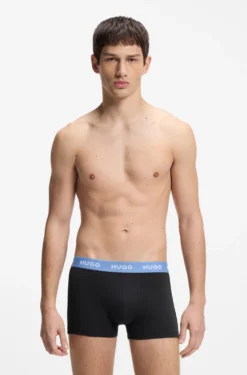Three-pack of logo-waistband trunks in stretch cotton