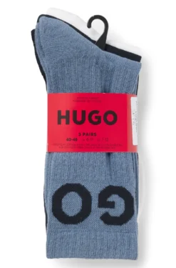 Three-pack of ribbed short socks with logos