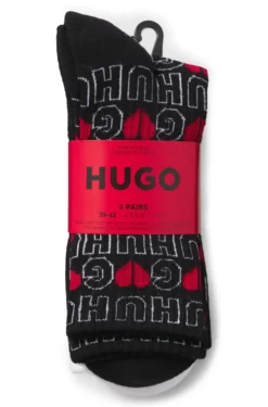 Three-pack of short-length socks with logos