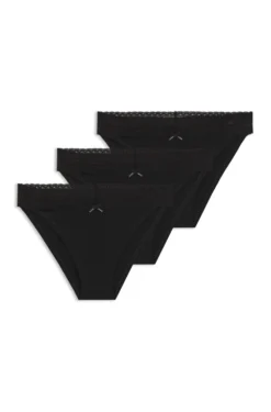 Three-pack of stretch-cotton briefs with lace trim