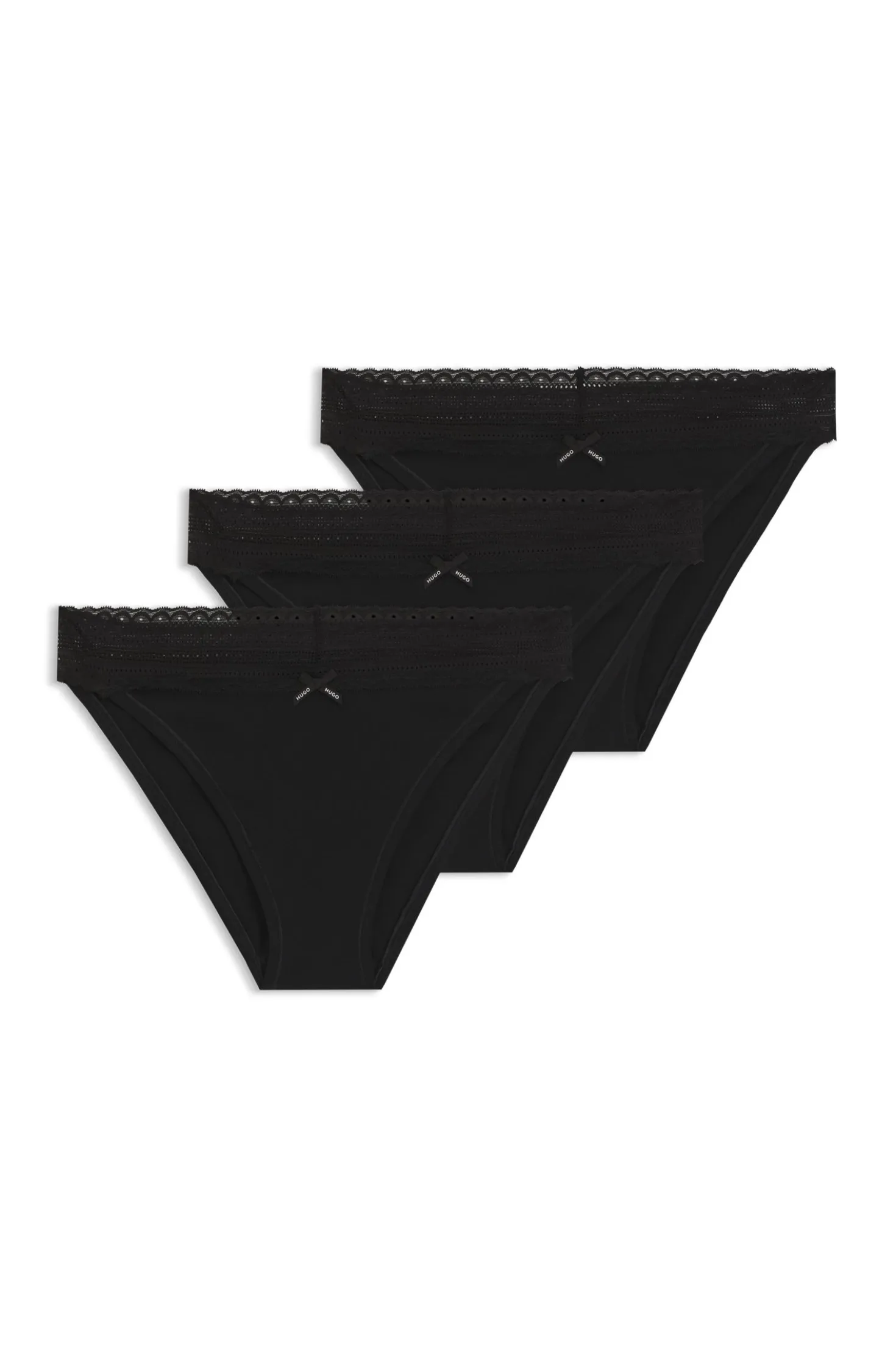 Three-pack of stretch-cotton briefs with lace trim