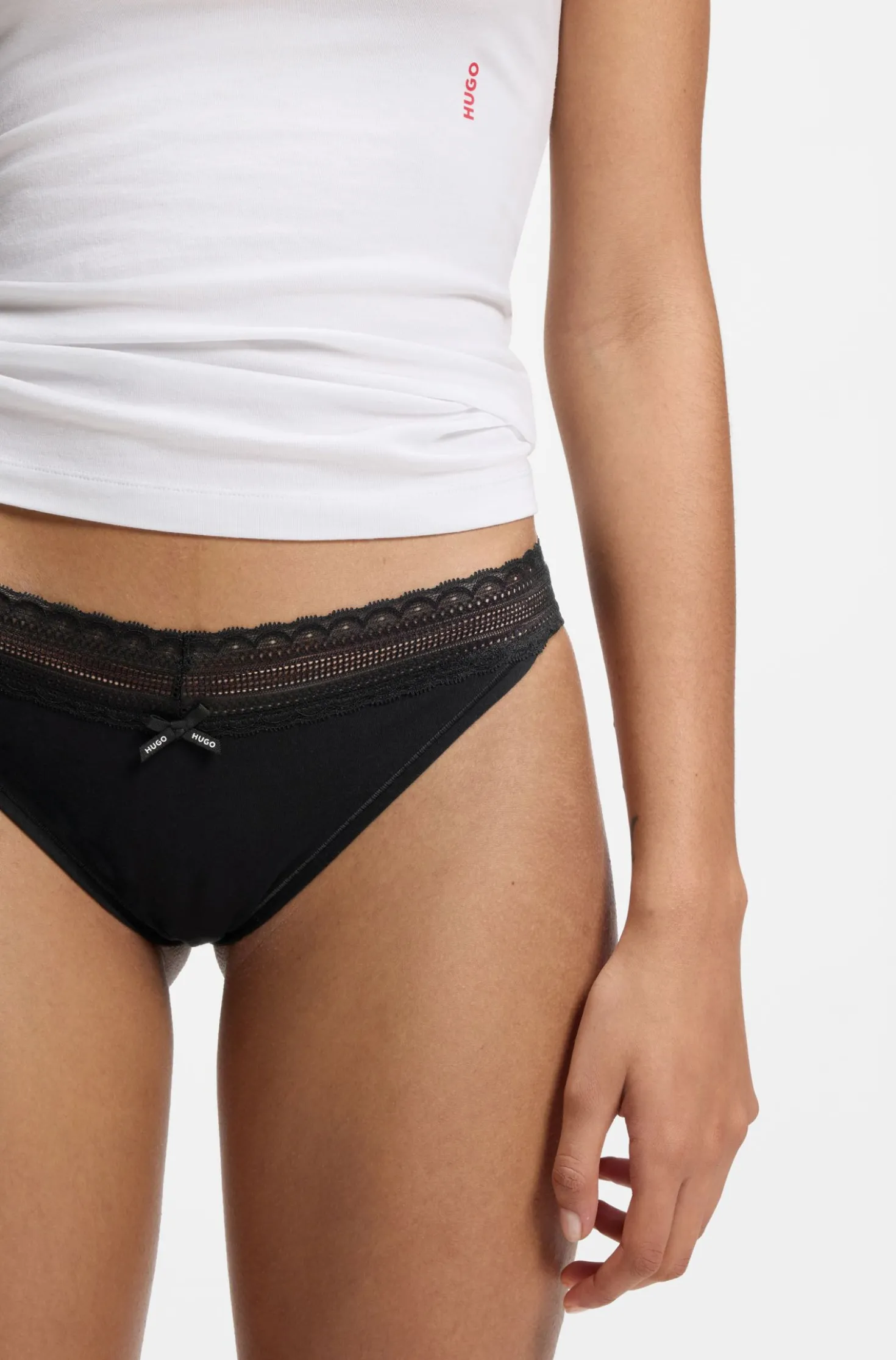 Three-pack of stretch-cotton briefs with lace trim