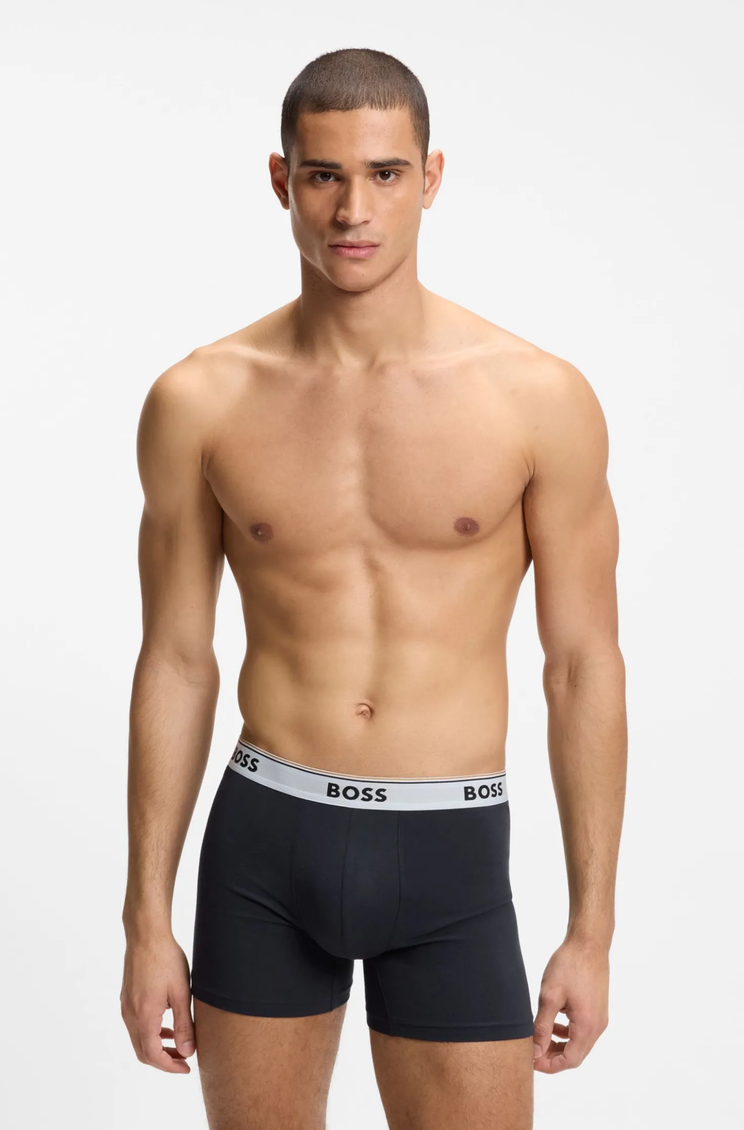 Three-pack of stretch-cotton logo-waistband boxer briefs