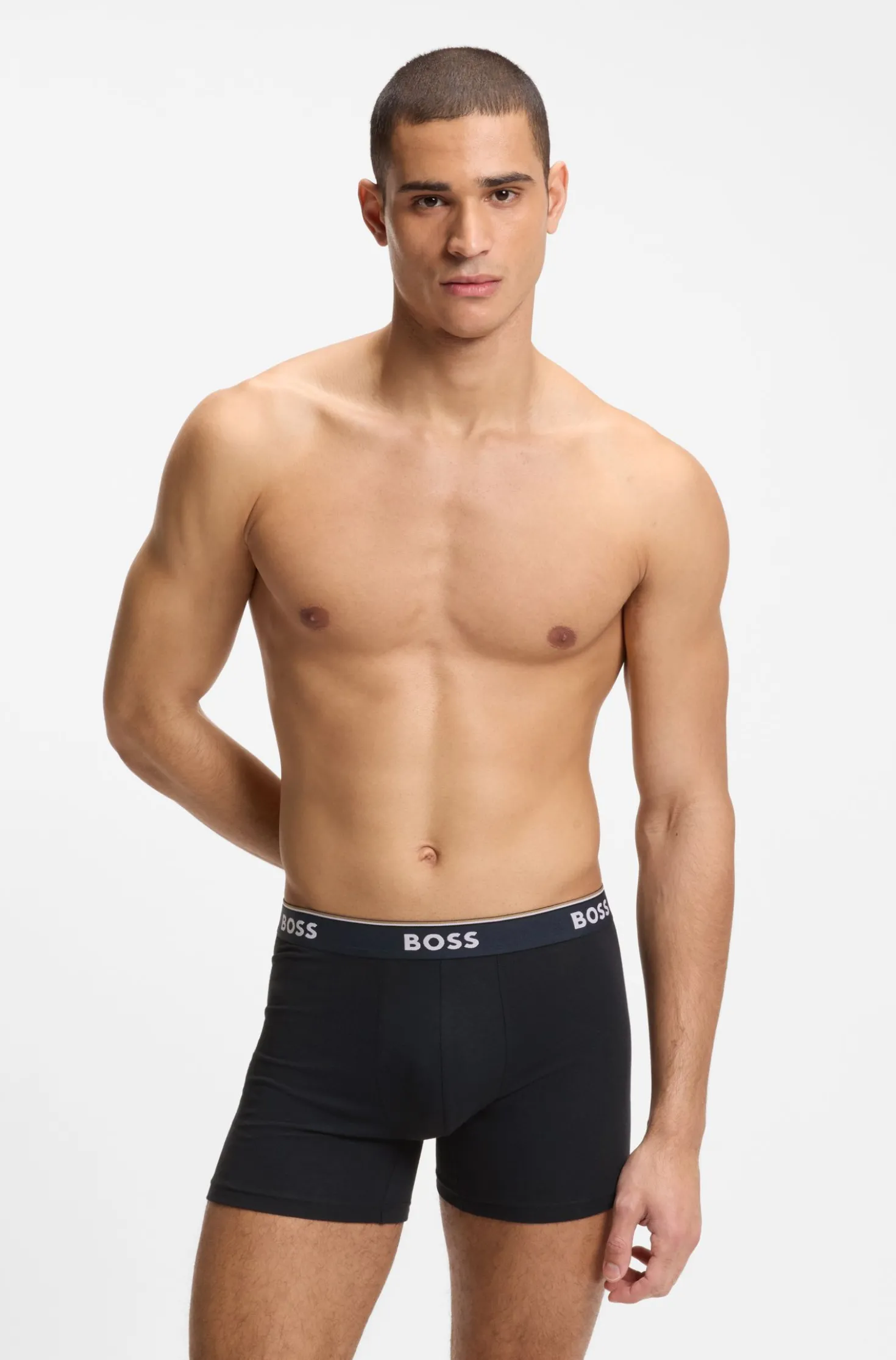 Three-pack of stretch-cotton logo-waistband boxer briefs