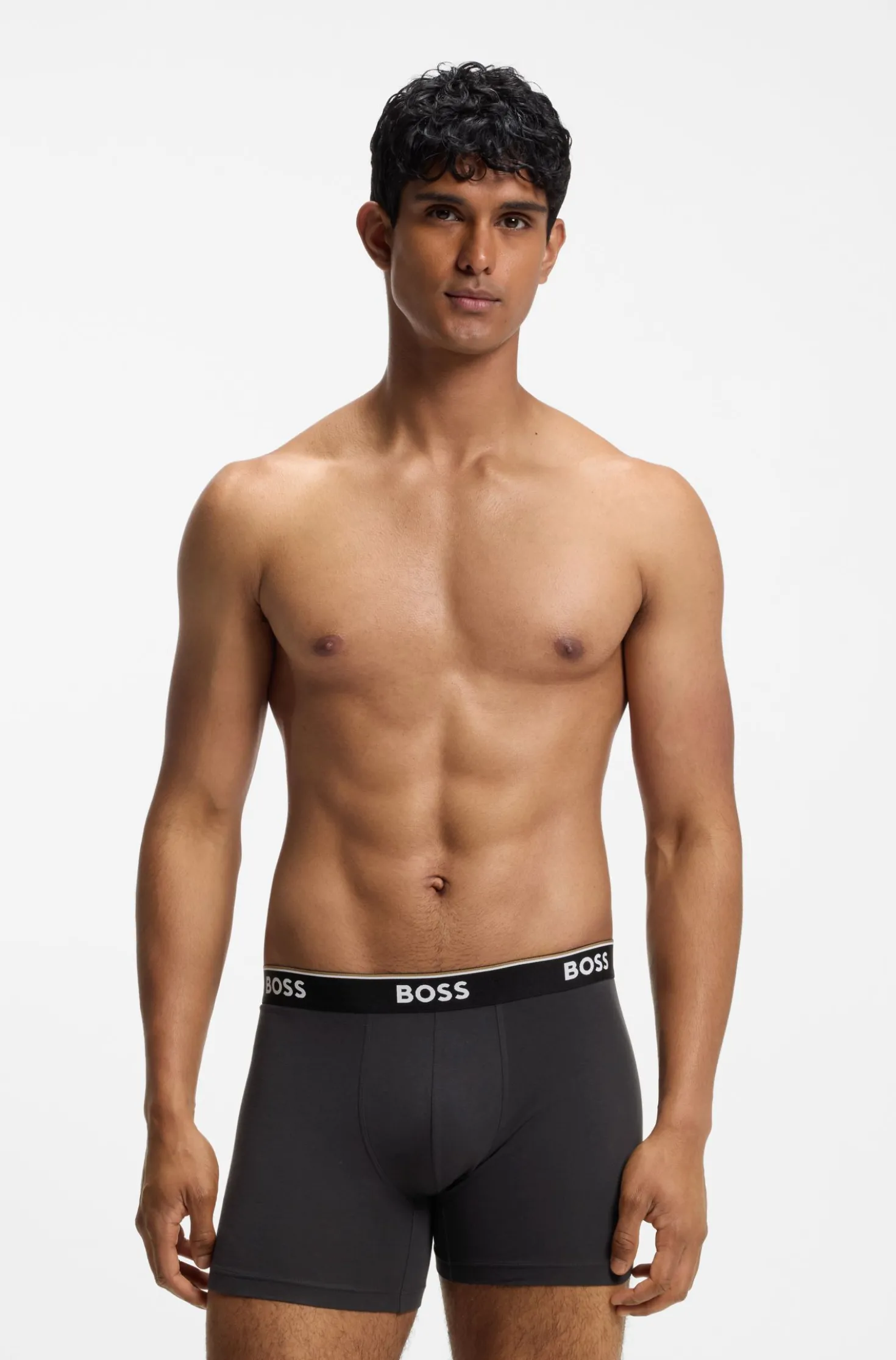 Three-pack of stretch-cotton logo-waistband boxer briefs