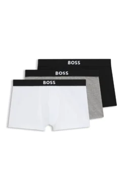 Three-pack of stretch-cotton trunks with logo waistbands